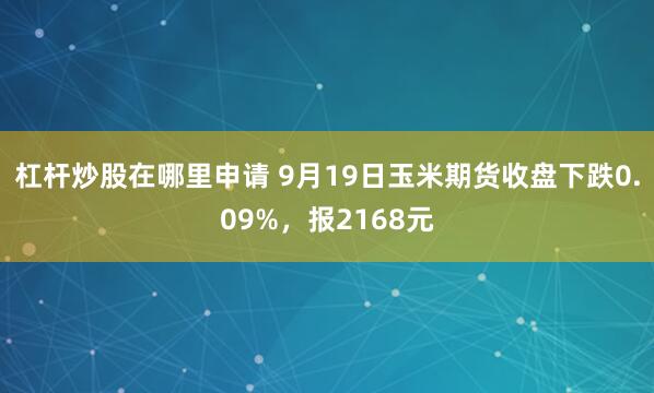 杠杆炒股在哪里申请 9月19日玉米期货收盘下跌0.09%，报2168元